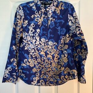 Westbound Blue Graphic Long Sleeve Button Down Shirt